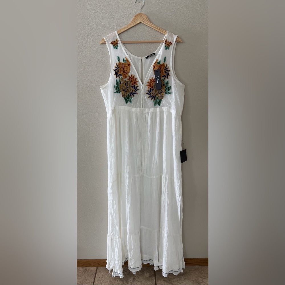 NWT Lulus Tickets To Paradise White Embroidered Tiered Flowy Maxi Dress Size XXL - Picture 4 of 13